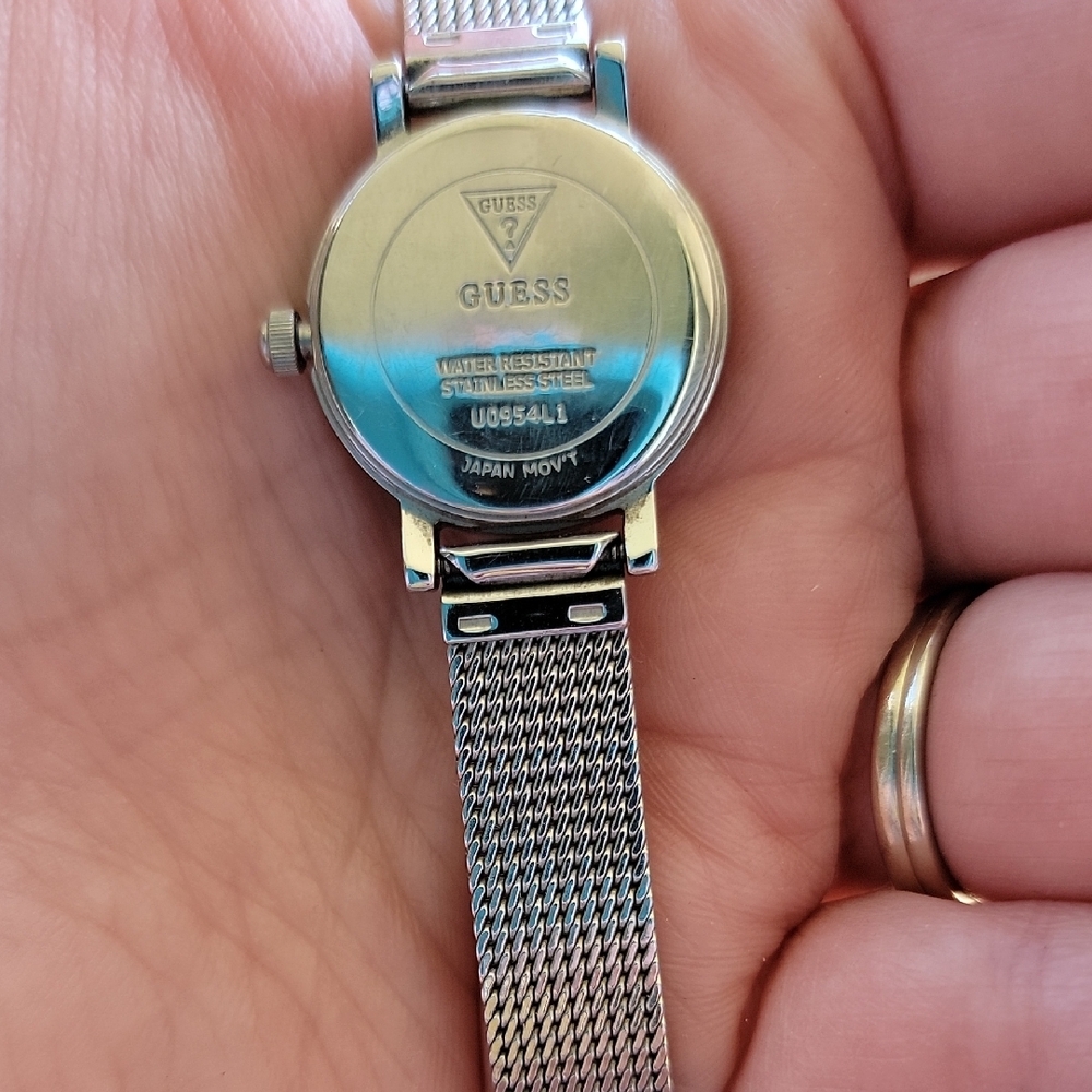 Guess Silver Watch with Crystal Accents and Mesh Band - Picture 2 of 3